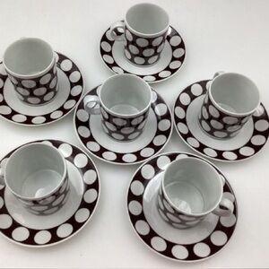 Favolina Poland Vintage Porcelain Espresso Gift Set Brown White Retro Mod 1970s
